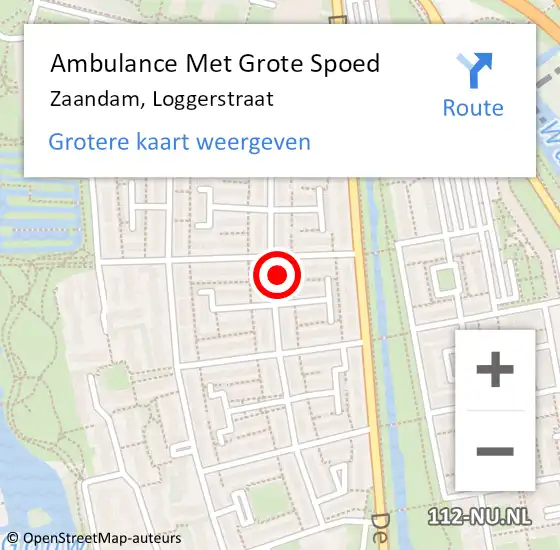 Locatie op kaart van de 112 melding: Ambulance Met Grote Spoed Naar Zaandam, Loggerstraat op 8 mei 2024 01:26