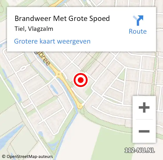 Locatie op kaart van de 112 melding: Brandweer Met Grote Spoed Naar Tiel, Vlagzalm op 8 mei 2024 01:42