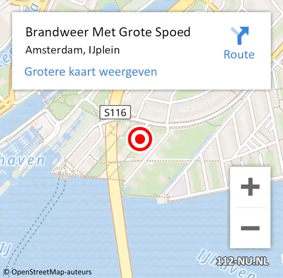 Locatie op kaart van de 112 melding: Brandweer Met Grote Spoed Naar Amsterdam, IJplein op 8 mei 2024 01:54