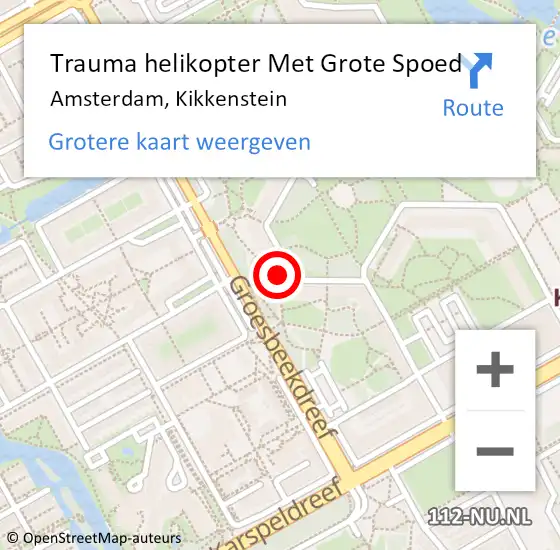 Locatie op kaart van de 112 melding: Trauma helikopter Met Grote Spoed Naar Amsterdam, Kikkenstein op 8 mei 2024 02:11