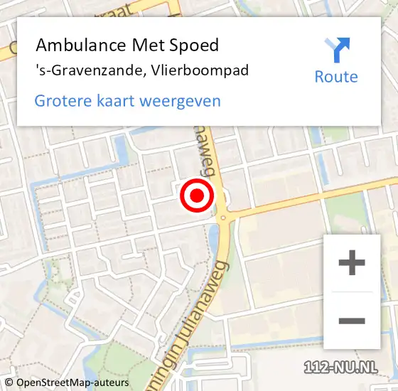 Locatie op kaart van de 112 melding: Ambulance Met Spoed Naar 's-Gravenzande, Vlierboompad op 8 mei 2024 02:46