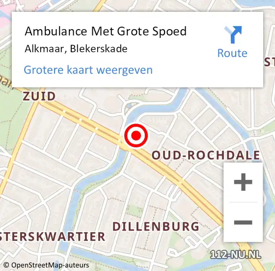 Locatie op kaart van de 112 melding: Ambulance Met Grote Spoed Naar Alkmaar, Blekerskade op 8 mei 2024 04:41