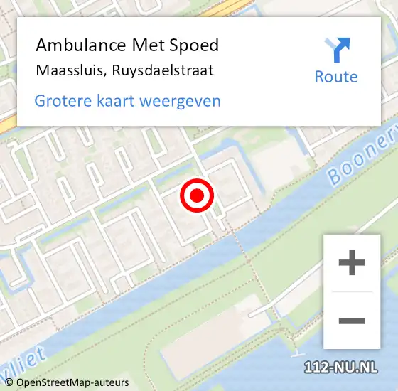 Locatie op kaart van de 112 melding: Ambulance Met Spoed Naar Maassluis, Ruysdaelstraat op 8 mei 2024 04:49