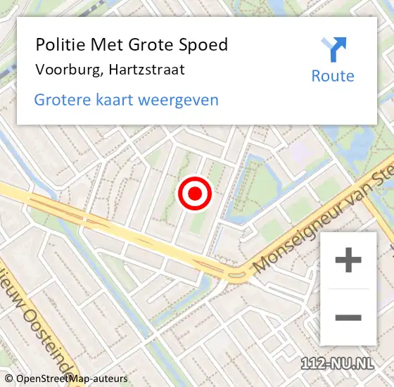 Locatie op kaart van de 112 melding: Politie Met Grote Spoed Naar Voorburg, Hartzstraat op 8 mei 2024 04:52