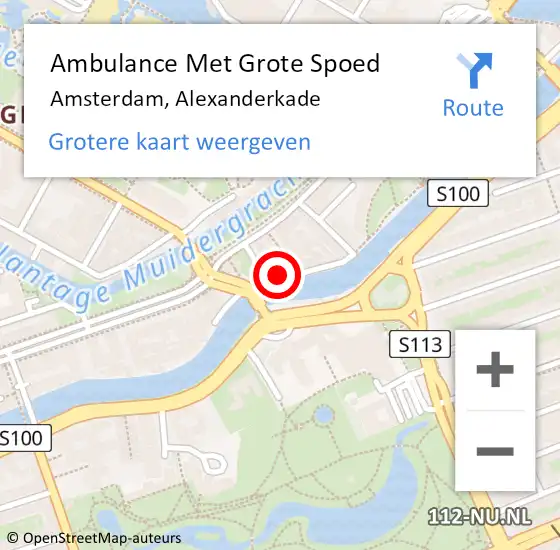 Locatie op kaart van de 112 melding: Ambulance Met Grote Spoed Naar Amsterdam, Alexanderkade op 8 mei 2024 05:24