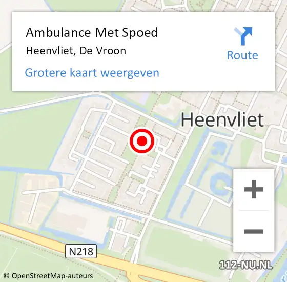Locatie op kaart van de 112 melding: Ambulance Met Spoed Naar Heenvliet, De Vroon op 8 mei 2024 06:17