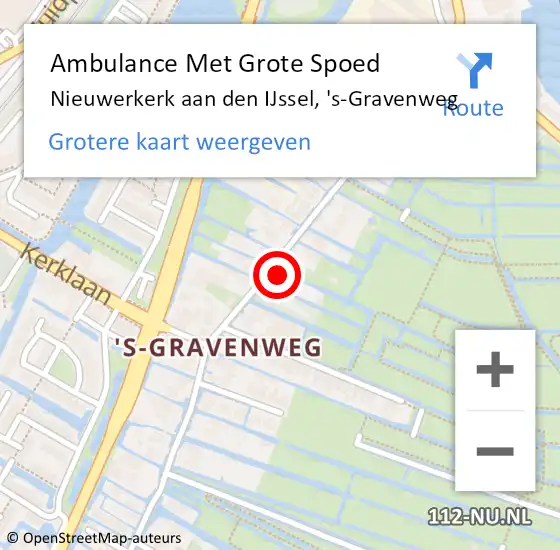 Locatie op kaart van de 112 melding: Ambulance Met Grote Spoed Naar Nieuwerkerk aan den IJssel, 's-Gravenweg op 8 mei 2024 06:27
