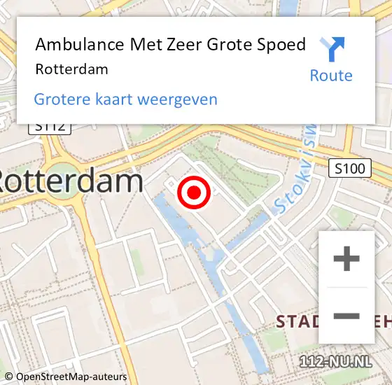 Locatie op kaart van de 112 melding: Ambulance Met Zeer Grote Spoed Naar Rotterdam op 8 mei 2024 06:37