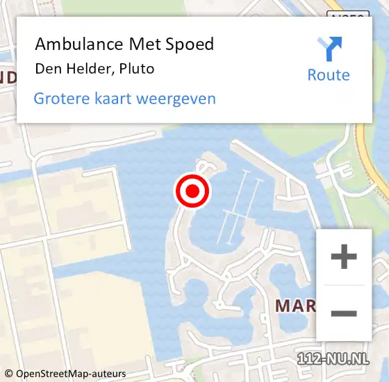 Locatie op kaart van de 112 melding: Ambulance Met Spoed Naar Den Helder, Pluto op 8 mei 2024 06:50