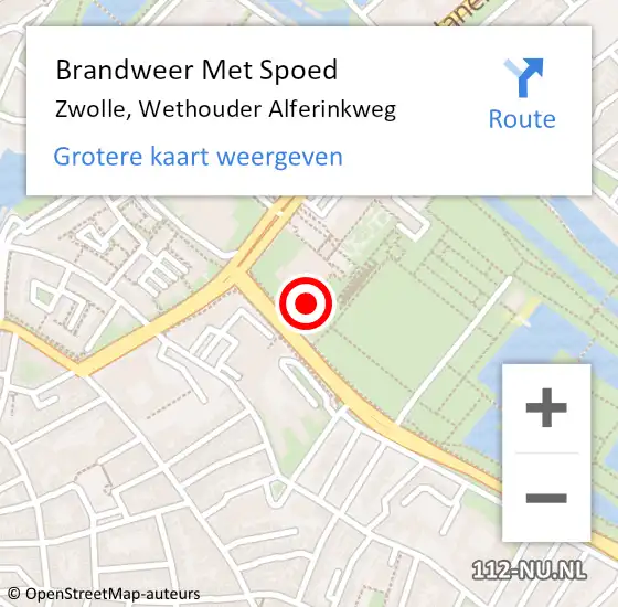 Locatie op kaart van de 112 melding: Brandweer Met Spoed Naar Zwolle, Wethouder Alferinkweg op 8 mei 2024 07:31