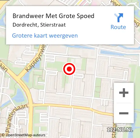 Locatie op kaart van de 112 melding: Brandweer Met Grote Spoed Naar Dordrecht, Stierstraat op 8 mei 2024 07:34