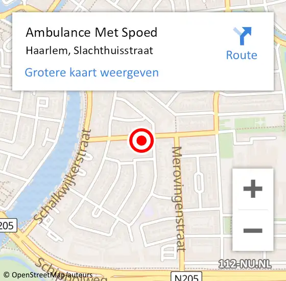 Locatie op kaart van de 112 melding: Ambulance Met Spoed Naar Haarlem, Slachthuisstraat op 8 mei 2024 07:35