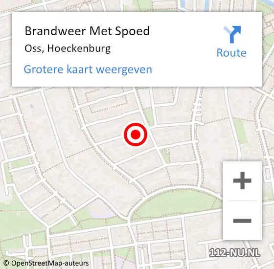Locatie op kaart van de 112 melding: Brandweer Met Spoed Naar Oss, Hoeckenburg op 8 mei 2024 07:38