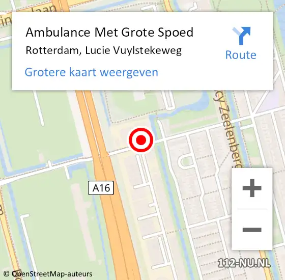 Locatie op kaart van de 112 melding: Ambulance Met Grote Spoed Naar Rotterdam, Lucie Vuylstekeweg op 8 mei 2024 08:08