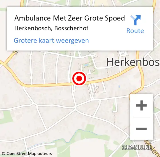 Locatie op kaart van de 112 melding: Ambulance Met Zeer Grote Spoed Naar Herkenbosch, Bosscherhof op 8 mei 2024 08:25