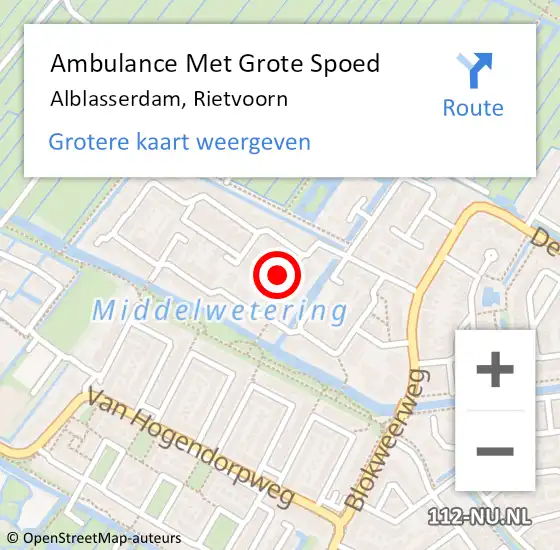 Locatie op kaart van de 112 melding: Ambulance Met Grote Spoed Naar Alblasserdam, Rietvoorn op 8 mei 2024 08:33