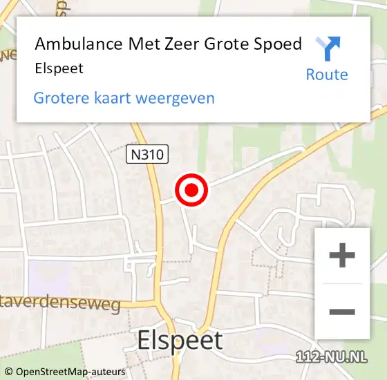 Locatie op kaart van de 112 melding: Ambulance Met Zeer Grote Spoed Naar Elspeet op 8 mei 2024 08:34
