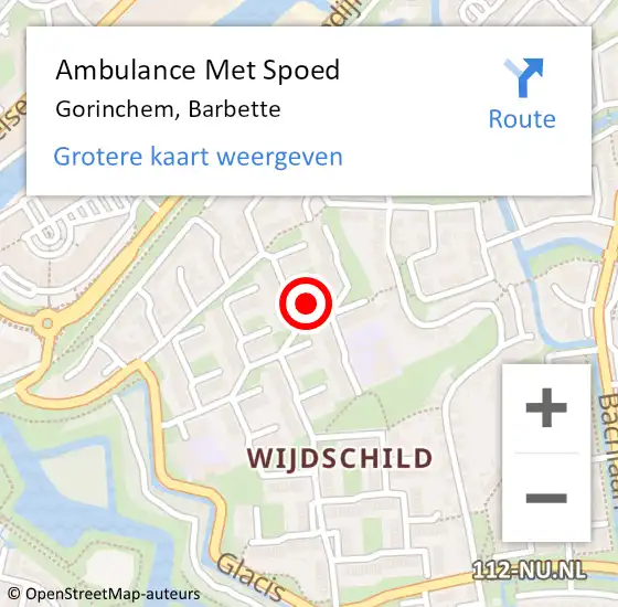 Locatie op kaart van de 112 melding: Ambulance Met Spoed Naar Gorinchem, Barbette op 8 mei 2024 08:40