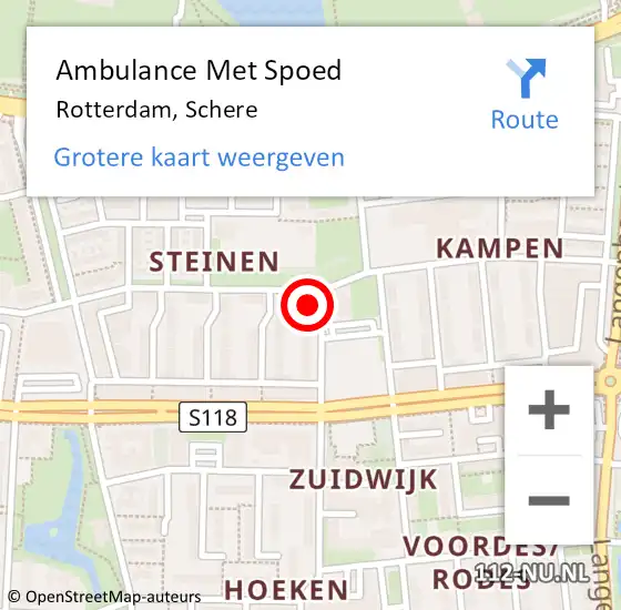 Locatie op kaart van de 112 melding: Ambulance Met Spoed Naar Rotterdam, Schere op 8 mei 2024 08:41