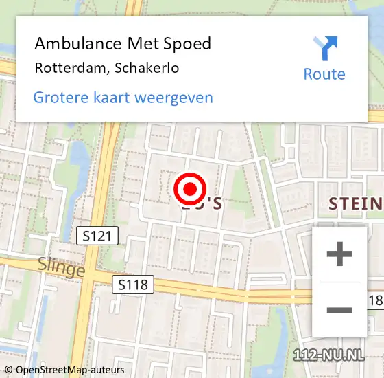 Locatie op kaart van de 112 melding: Ambulance Met Spoed Naar Rotterdam, Schakerlo op 8 mei 2024 08:42