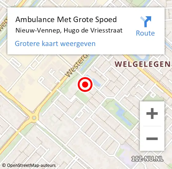 Locatie op kaart van de 112 melding: Ambulance Met Grote Spoed Naar Nieuw-Vennep, Hugo de Vriesstraat op 8 mei 2024 08:46