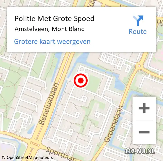 Locatie op kaart van de 112 melding: Politie Met Grote Spoed Naar Amstelveen, Mont Blanc op 8 mei 2024 08:50