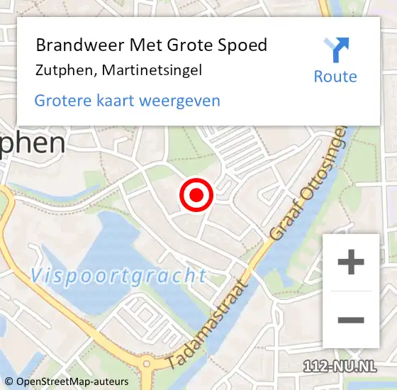 Locatie op kaart van de 112 melding: Brandweer Met Grote Spoed Naar Zutphen, Martinetsingel op 8 mei 2024 08:54