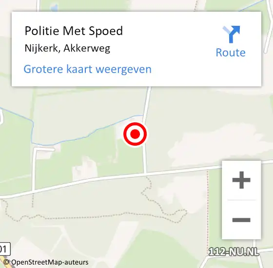 Locatie op kaart van de 112 melding: Politie Met Spoed Naar Nijkerk, Akkerweg op 8 mei 2024 09:05