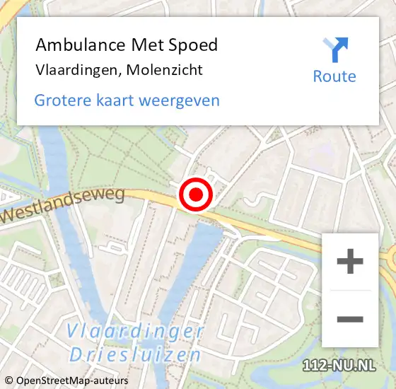 Locatie op kaart van de 112 melding: Ambulance Met Spoed Naar Vlaardingen, Molenzicht op 8 mei 2024 09:10