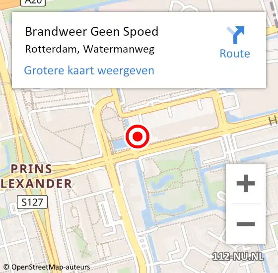 Locatie op kaart van de 112 melding: Brandweer Geen Spoed Naar Rotterdam, Watermanweg op 8 mei 2024 09:12