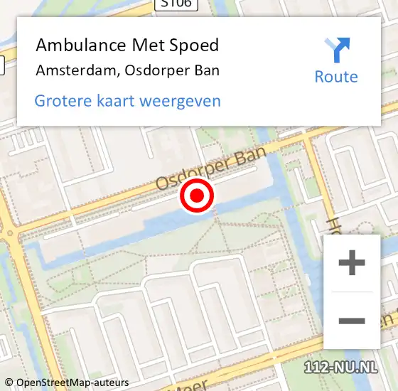Locatie op kaart van de 112 melding: Ambulance Met Spoed Naar Amsterdam, Osdorper Ban op 8 mei 2024 09:37