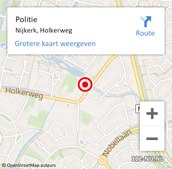 Locatie op kaart van de 112 melding: Politie Nijkerk, Holkerweg op 8 mei 2024 09:52