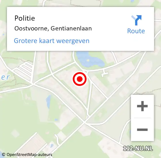 Locatie op kaart van de 112 melding: Politie Oostvoorne, Gentianenlaan op 8 mei 2024 09:53