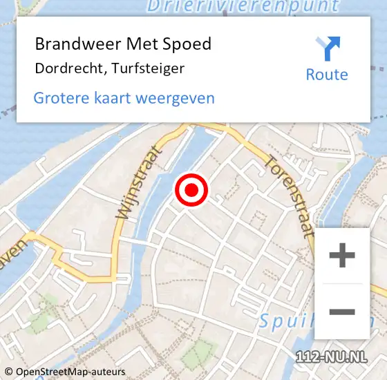 Locatie op kaart van de 112 melding: Brandweer Met Spoed Naar Dordrecht, Turfsteiger op 8 mei 2024 09:56