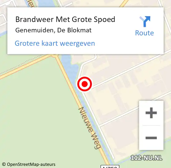 Locatie op kaart van de 112 melding: Brandweer Met Grote Spoed Naar Genemuiden, De Blokmat op 8 mei 2024 10:40
