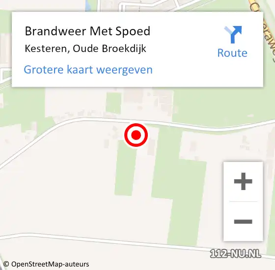 Locatie op kaart van de 112 melding: Brandweer Met Spoed Naar Kesteren, Oude Broekdijk op 8 mei 2024 10:51