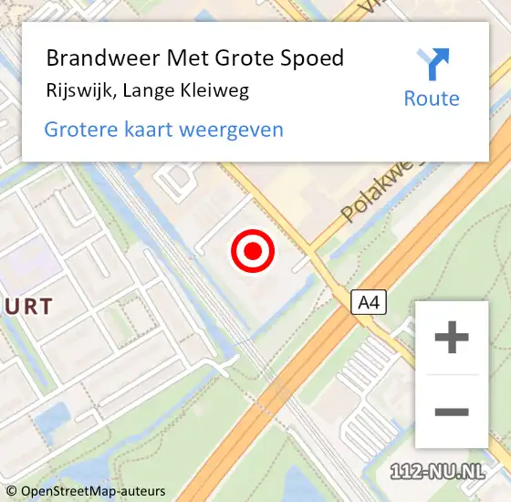 Locatie op kaart van de 112 melding: Brandweer Met Grote Spoed Naar Rijswijk, Lange Kleiweg op 8 mei 2024 10:53