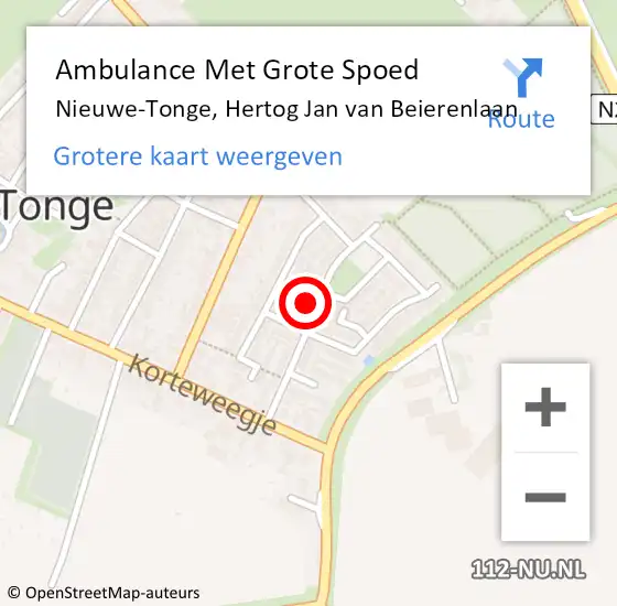 Locatie op kaart van de 112 melding: Ambulance Met Grote Spoed Naar Nieuwe-Tonge, Hertog Jan van Beierenlaan op 8 mei 2024 10:54
