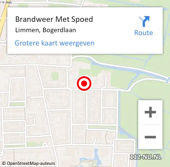 Locatie op kaart van de 112 melding: Brandweer Met Spoed Naar Limmen, Bogerdlaan op 8 mei 2024 11:00