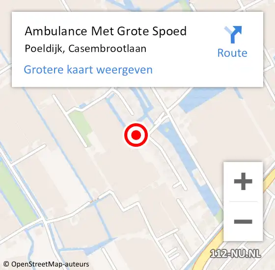 Locatie op kaart van de 112 melding: Ambulance Met Grote Spoed Naar Poeldijk, Casembrootlaan op 8 mei 2024 11:08
