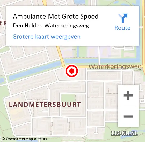 Locatie op kaart van de 112 melding: Ambulance Met Grote Spoed Naar Den Helder, Waterkeringsweg op 8 mei 2024 11:10