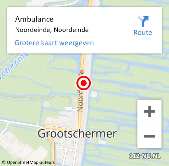 Locatie op kaart van de 112 melding: Ambulance Noordeinde, Noordeinde op 8 mei 2024 11:11