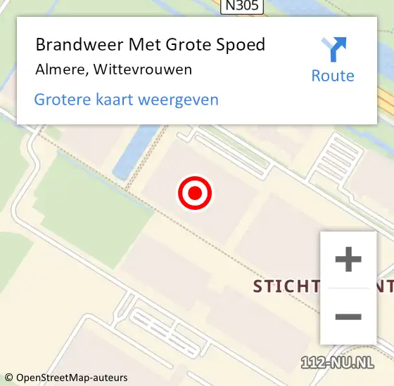 Locatie op kaart van de 112 melding: Brandweer Met Grote Spoed Naar Almere, Wittevrouwen op 8 mei 2024 11:14