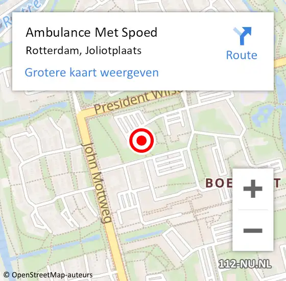 Locatie op kaart van de 112 melding: Ambulance Met Spoed Naar Rotterdam, Joliotplaats op 8 mei 2024 11:18