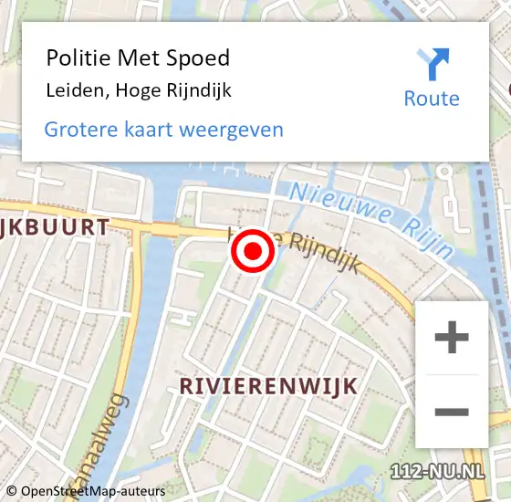 Locatie op kaart van de 112 melding: Politie Met Spoed Naar Leiden, Hoge Rijndijk op 8 mei 2024 11:29