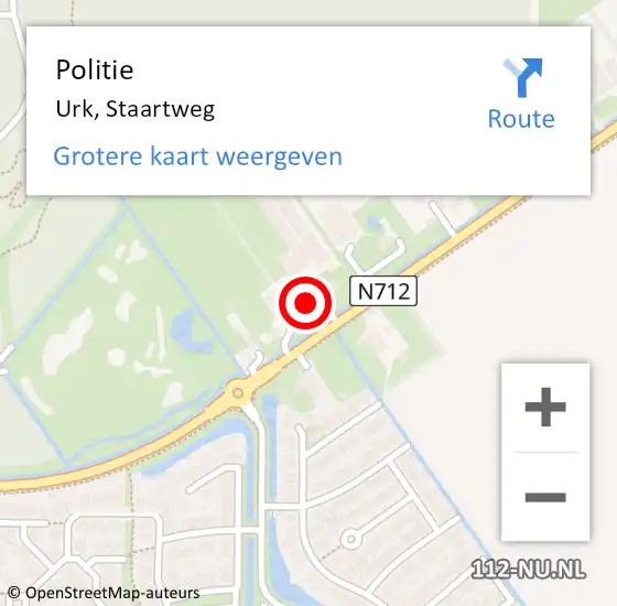 Locatie op kaart van de 112 melding: Politie Urk, Staartweg op 8 mei 2024 11:30