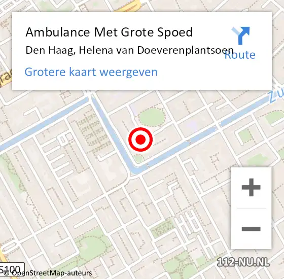 Locatie op kaart van de 112 melding: Ambulance Met Grote Spoed Naar Den Haag, Helena van Doeverenplantsoen op 8 mei 2024 11:41