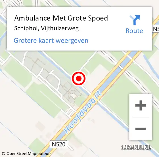 Locatie op kaart van de 112 melding: Ambulance Met Grote Spoed Naar Schiphol, Vijfhuizerweg op 8 mei 2024 11:59