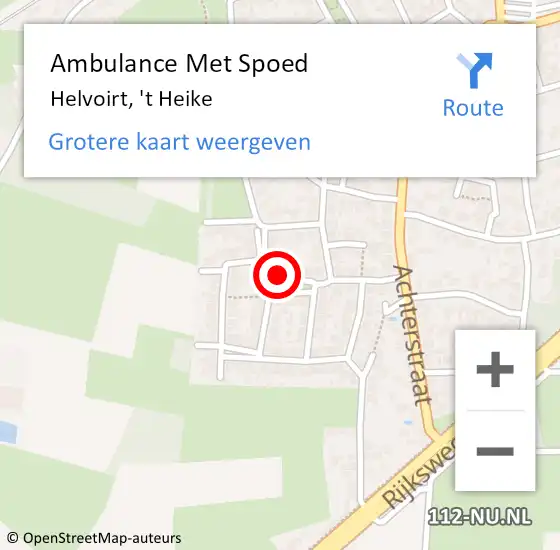 Locatie op kaart van de 112 melding: Ambulance Met Spoed Naar Helvoirt, 't Heike op 5 oktober 2014 03:58