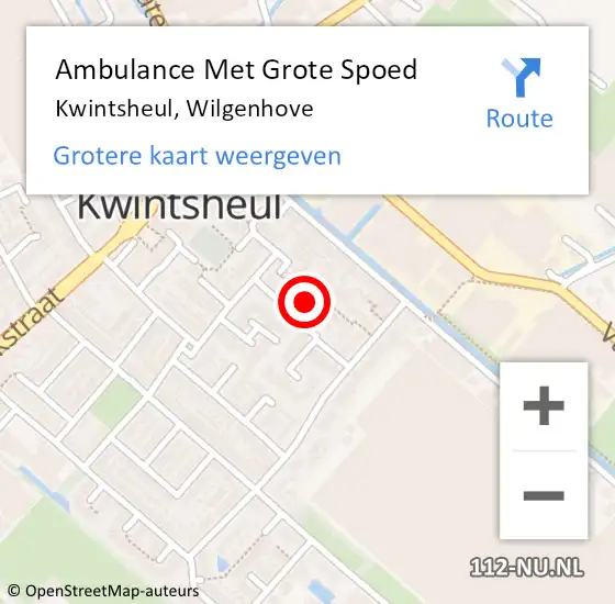 Locatie op kaart van de 112 melding: Ambulance Met Grote Spoed Naar Kwintsheul, Wilgenhove op 8 mei 2024 12:08